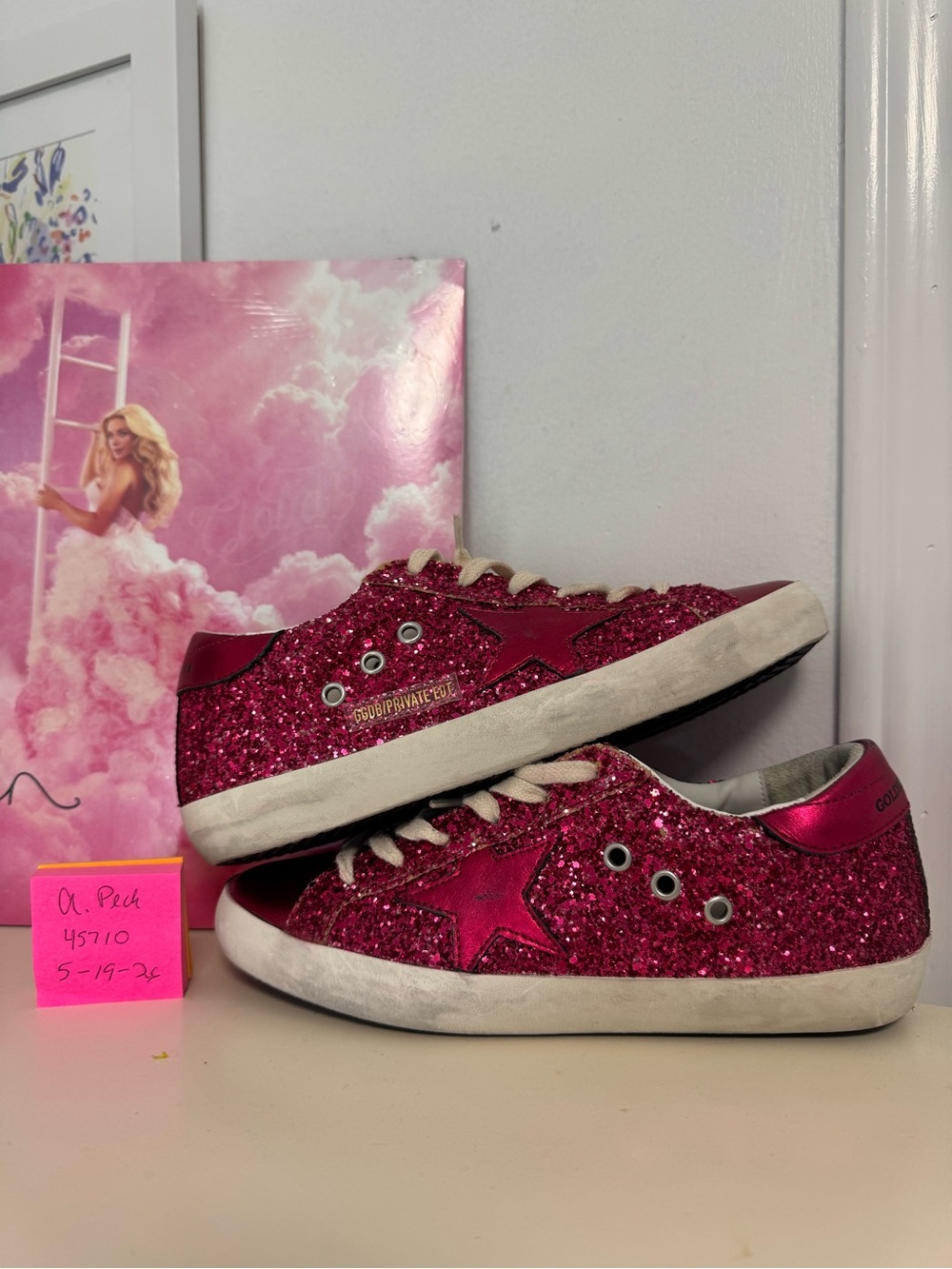Women’s Glitter Low-Top Sneakers - Hot Pink - Picture 3 of 11